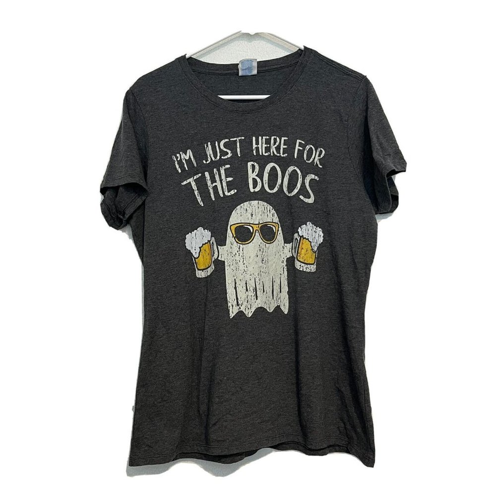I’m Just Here For The Boos Ghost Halloween Beer Shirt Women XL